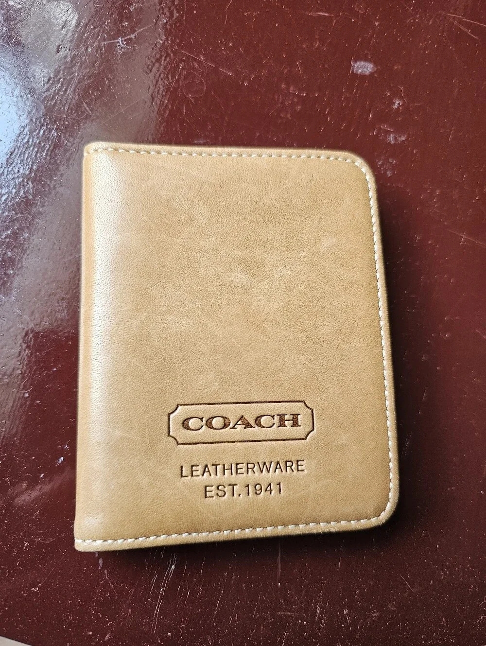 Vintage Y2k Coach Leatherware British Tan Leather Double ID Case Card Holder